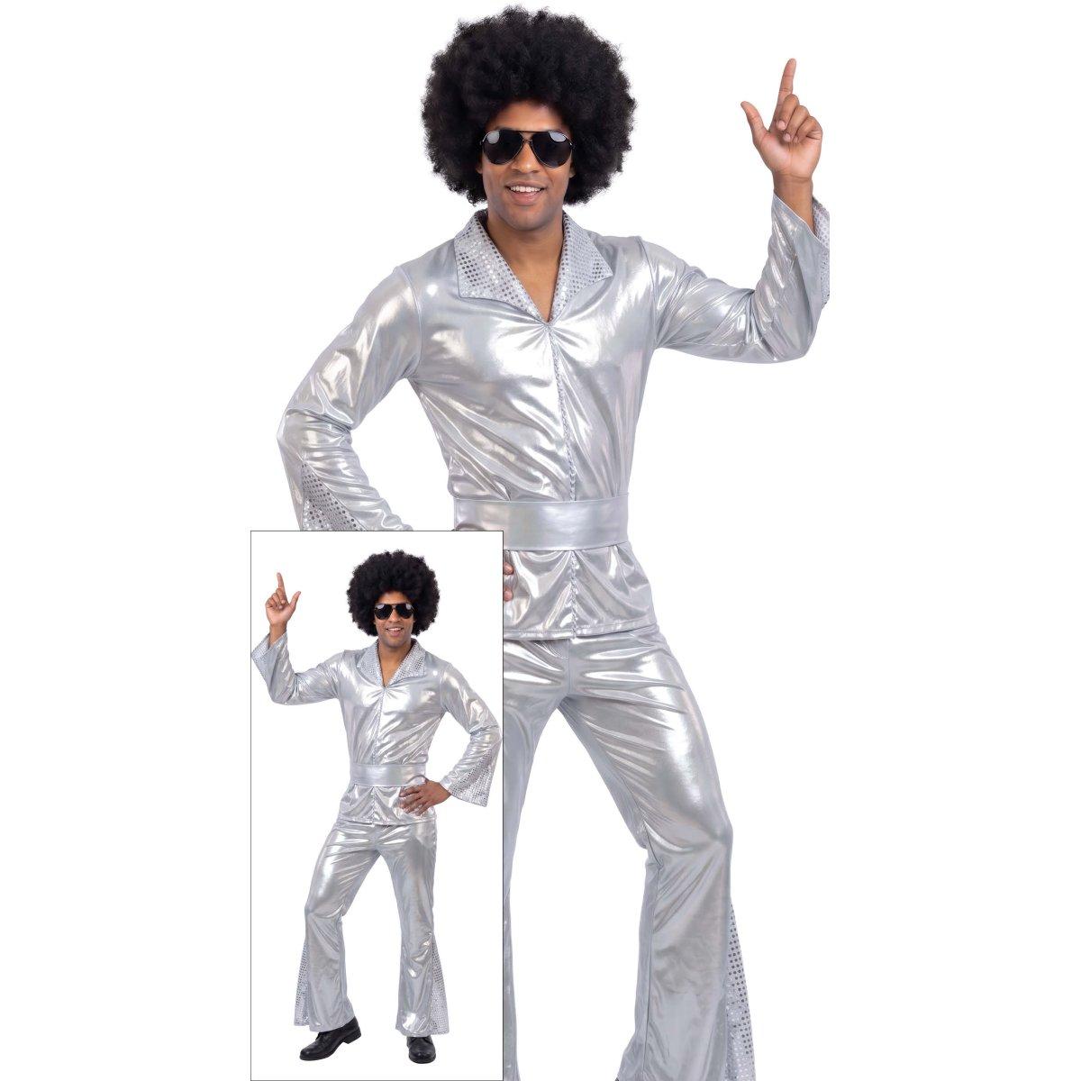 Costume disco anni 70 80 tuta argento