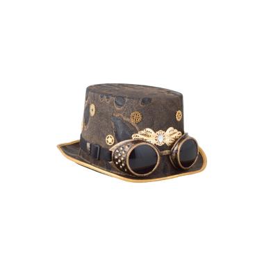 Cappello cilindro marrone steampunk occhiali Incluso: cilindro.