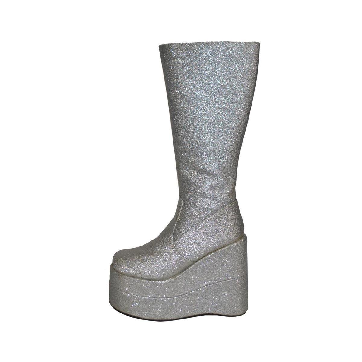 Stivali argento glitter plateau