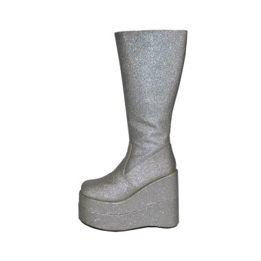 Stivali argento glitter plateau