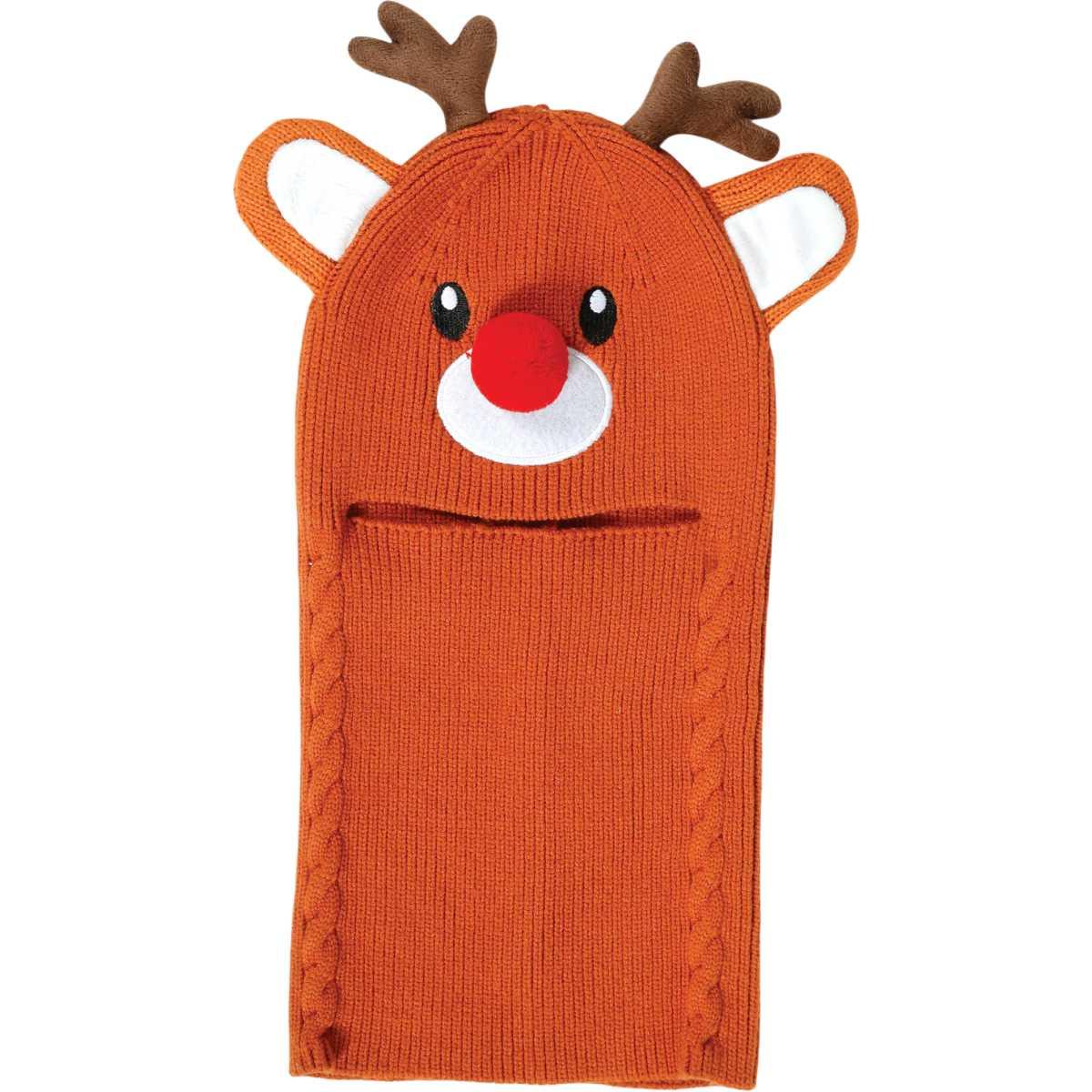Cappello cappuccio natale renna effetto lana baby