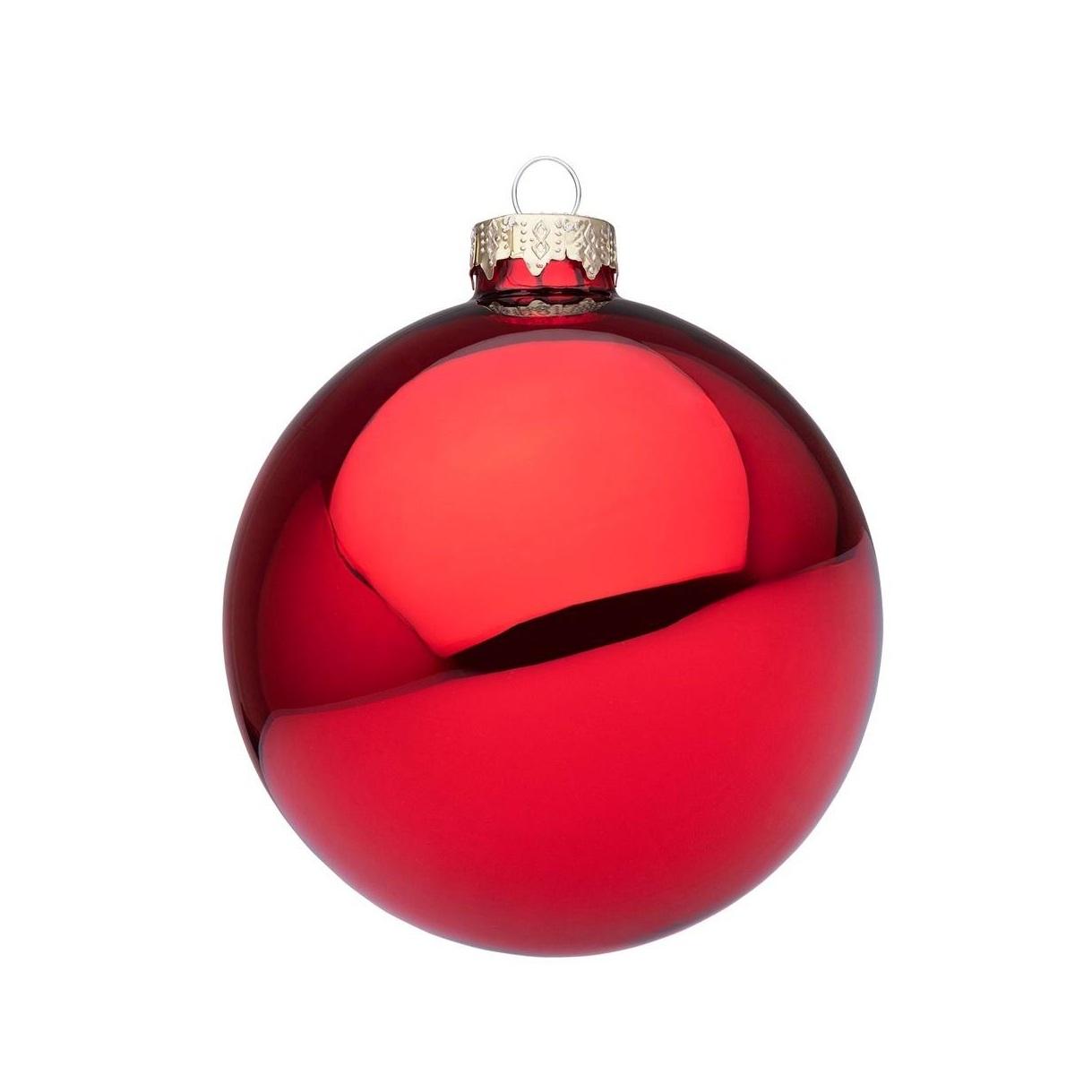 Pallina di Natale in vetro rosso lucido 10 cm