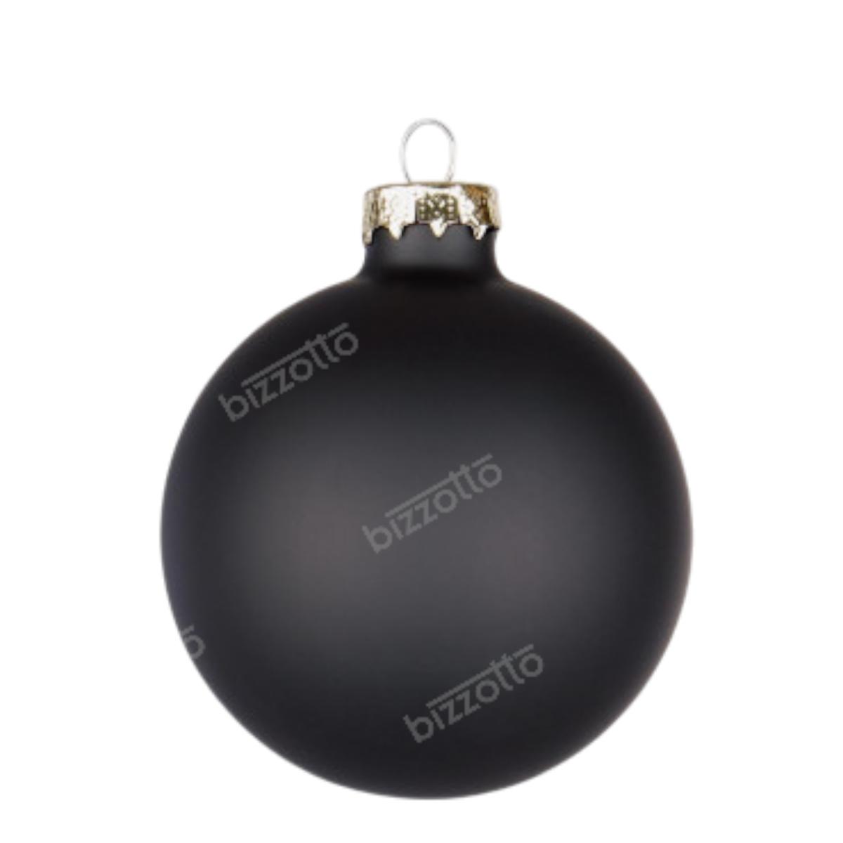Pallina di Natale in vetro nera opaca 8 cm