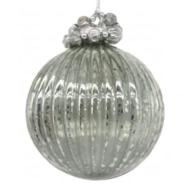 Pallina di Natale in vetro argento 10 cm