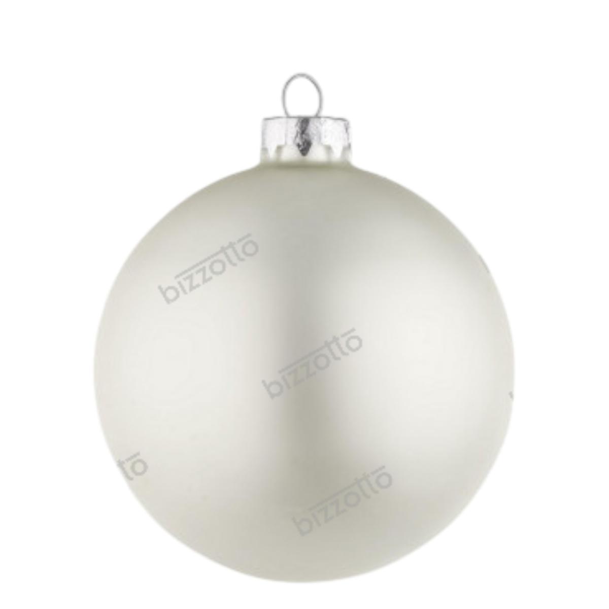 Pallina di Natale in vetro bianco opaco 10 cm