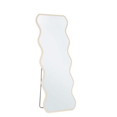 Specchio 60 x 160 metallo cornice bianca ondulata con stand