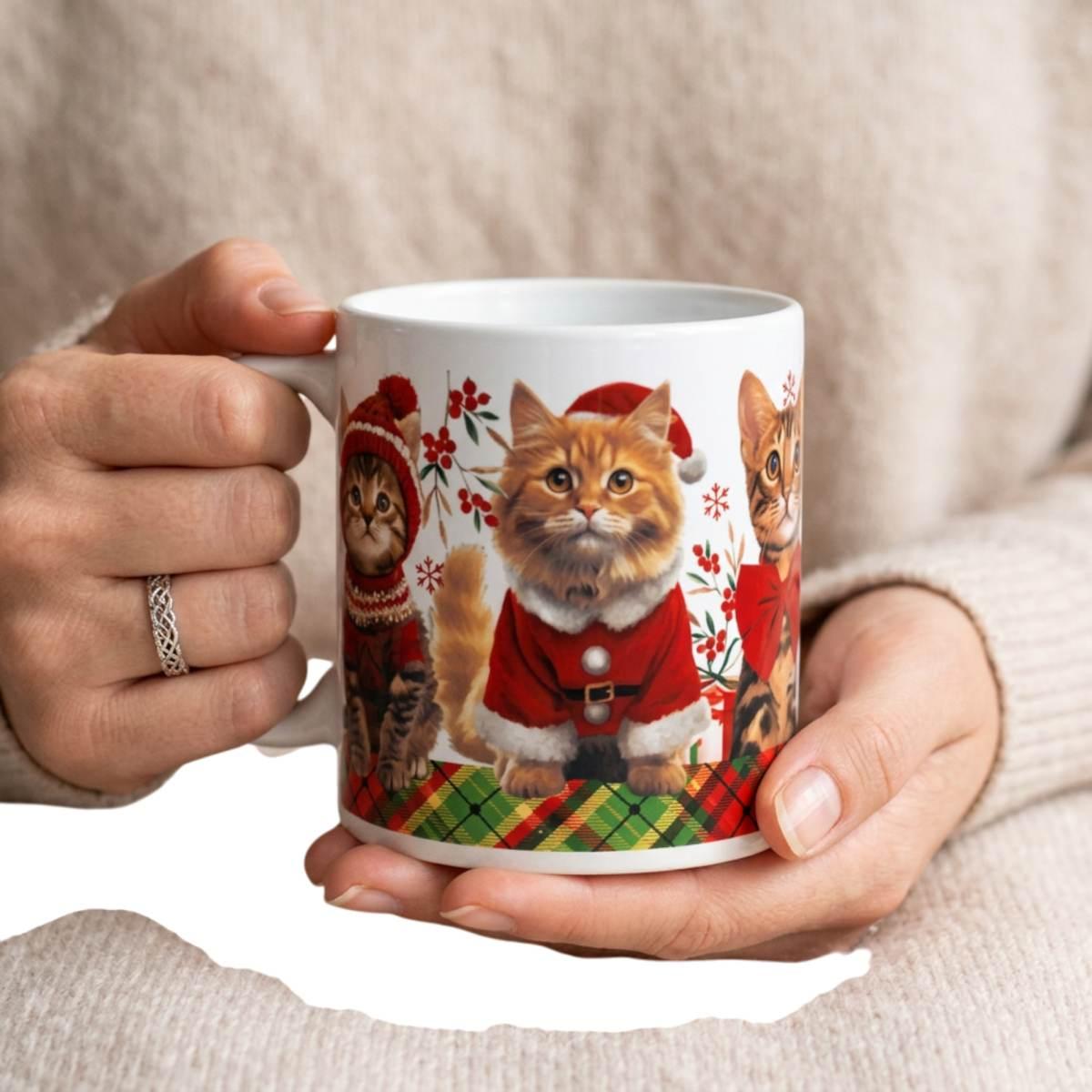 Tazza natalizia gatti ceramica