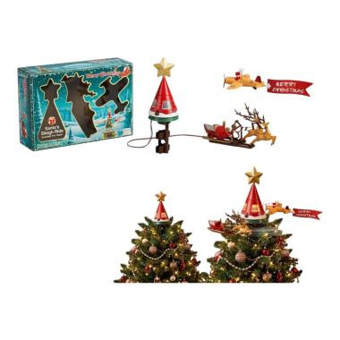 Puntale albero di Natale cappello con slitta e aereoplano elettrico