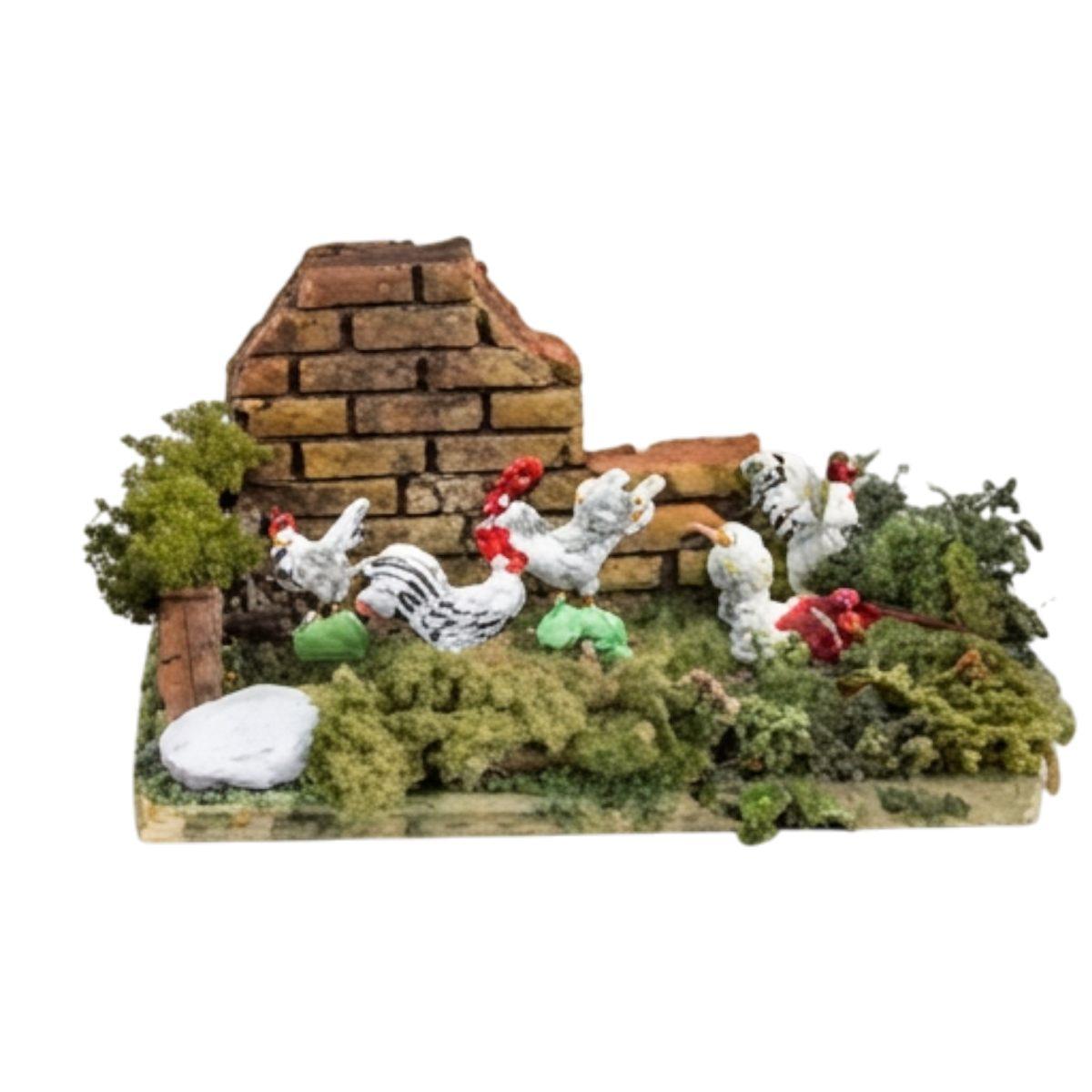 Animali presepe galli recinto 9 x 15 cm