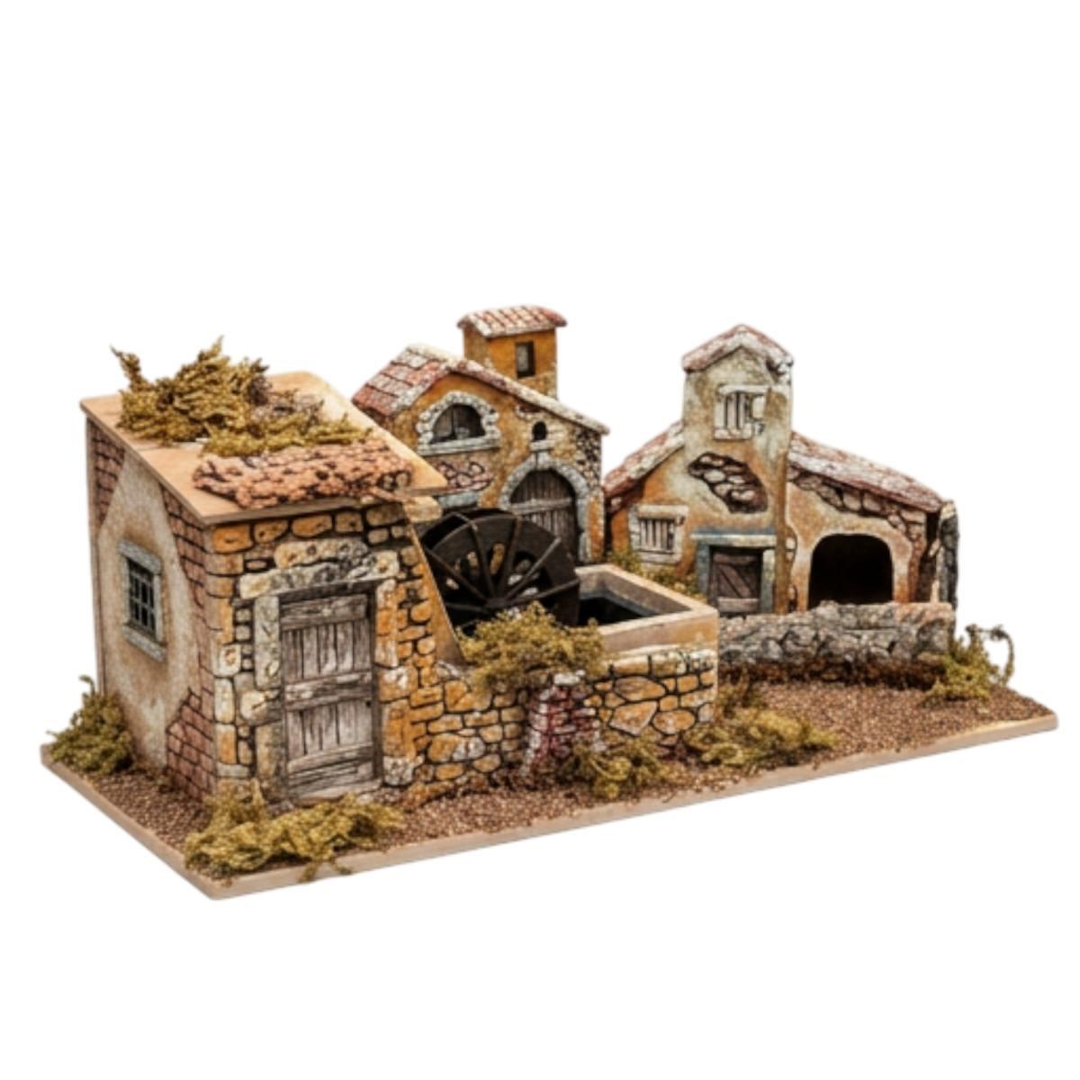 Mulino Euronatale acqua elettrico con case 40 x 19 x 20 cm