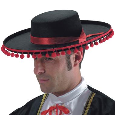 Cappello torero nero bordo rosso feltro