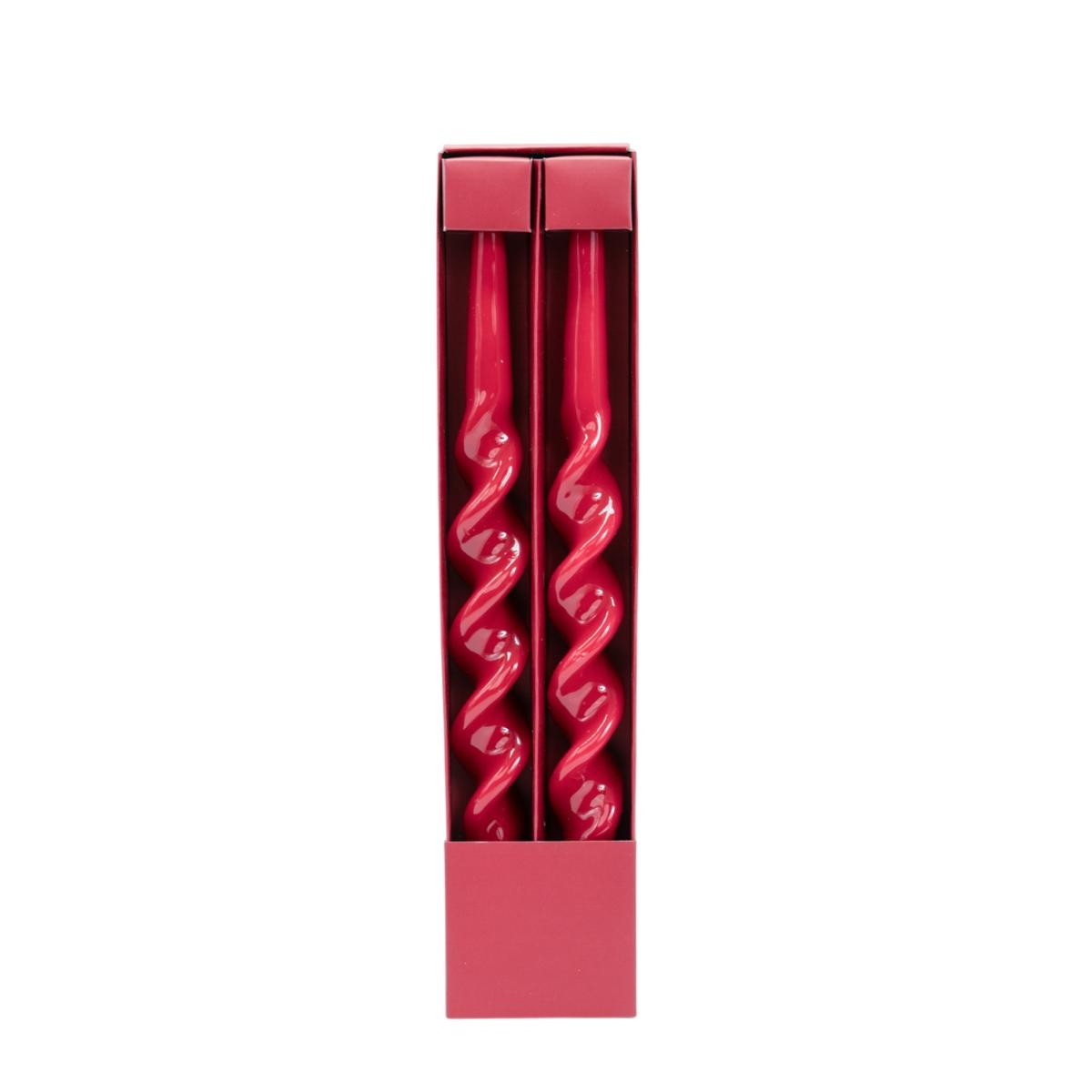 Candela 35 cm tortiglione rossa Set 2 pz
