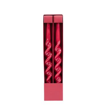 Candela 35 cm tortiglione rossa Set 2 pz