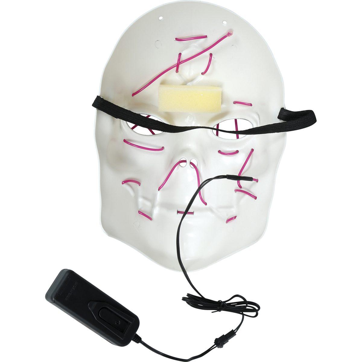 Maschera viso pvc horror bianca luce rossa