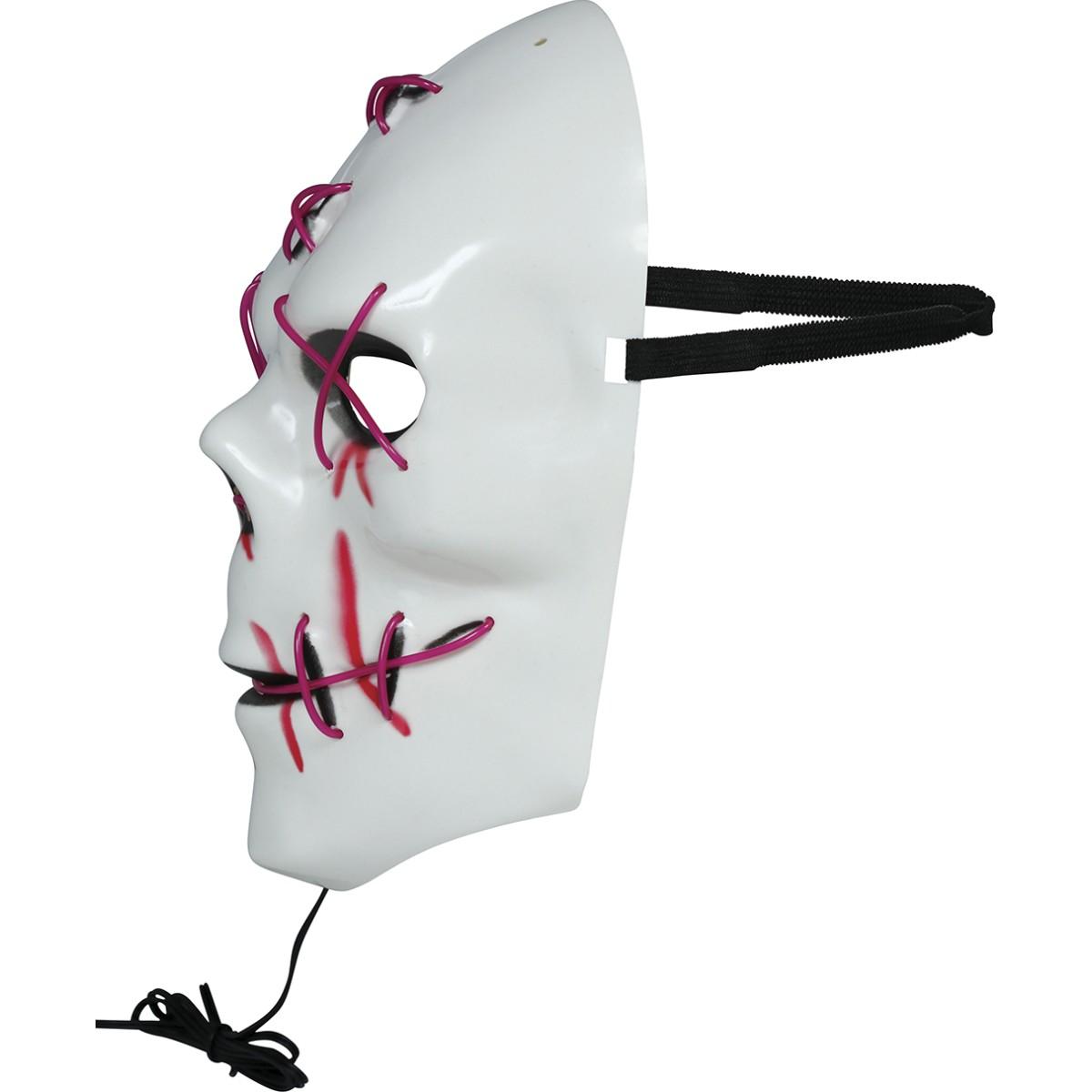 Maschera viso pvc horror bianca luce rossa