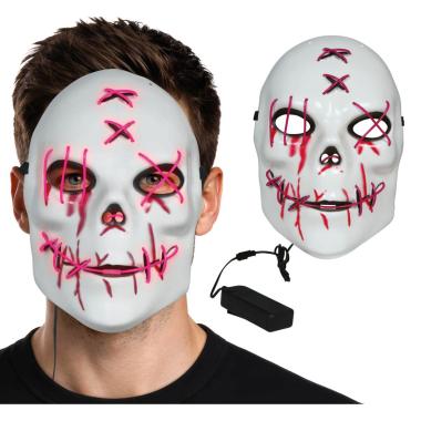 Maschera viso pvc horror bianca luce rossa