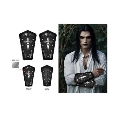 Polsini gotici neri effetto pelle Set 2 pz