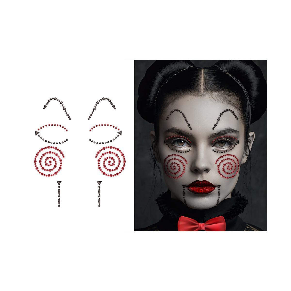 Trucco decorazioni adesive viso bambola assassina
