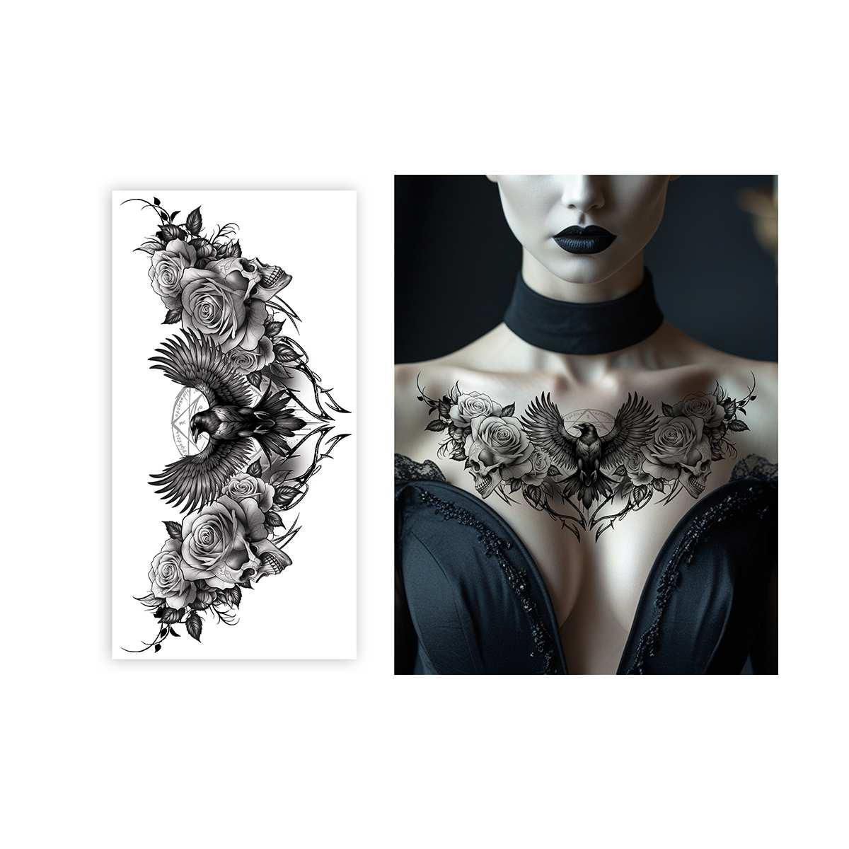 Tatuaggi rimovibili collo corvi