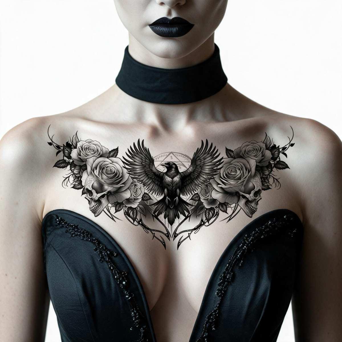 Tatuaggi rimovibili collo corvi