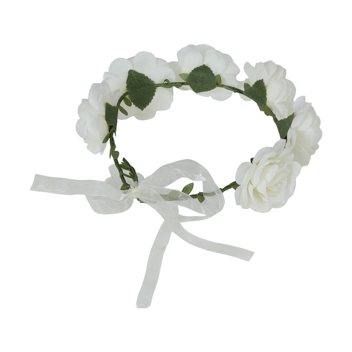 Corona fiori rose bianche