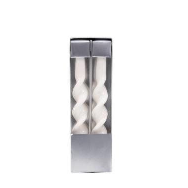 Candela 35 cm tortiglione bianca Set 2 pz