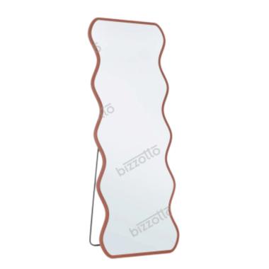 Specchio 60 x 160 cornice ondulata terracotta con stand