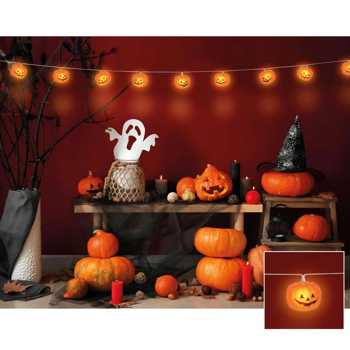 Festone halloween zucche luminose 220 cm