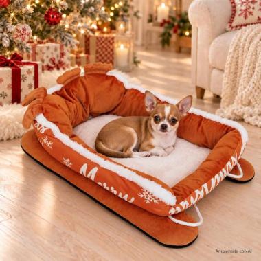 Cuccia natalizia slitta cani e gatti 55 x 36 x 20 cm