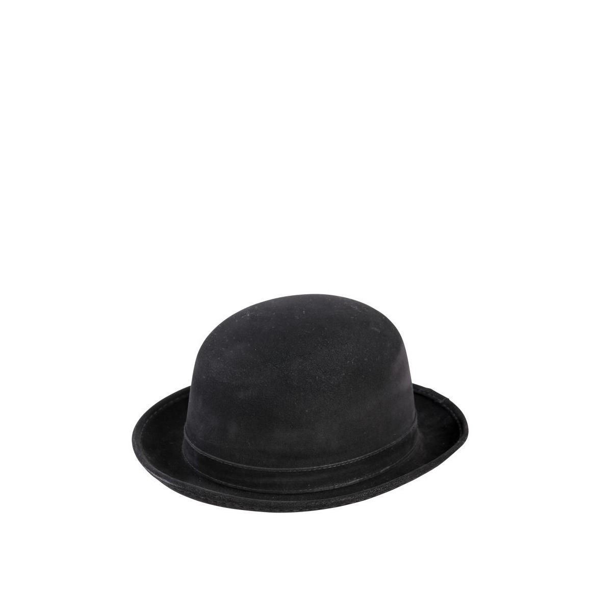 Cappello bombetta classica nera tessuto scamosciato