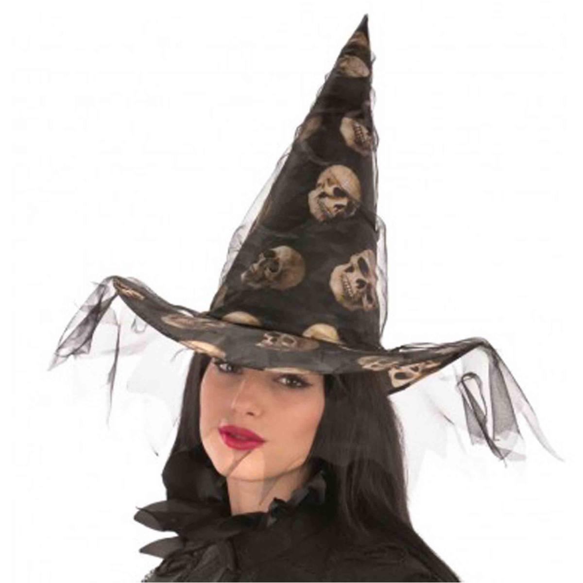 Cappello strega nero teschi