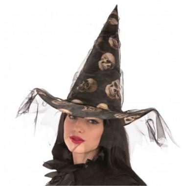 Cappello strega nero teschi