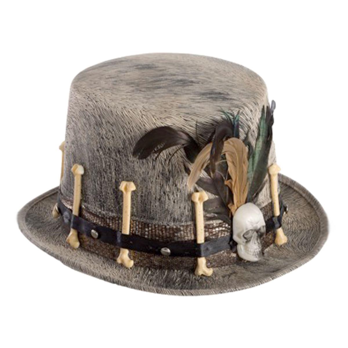 Cappello cilindro vellutino chiaro ossa scheletro