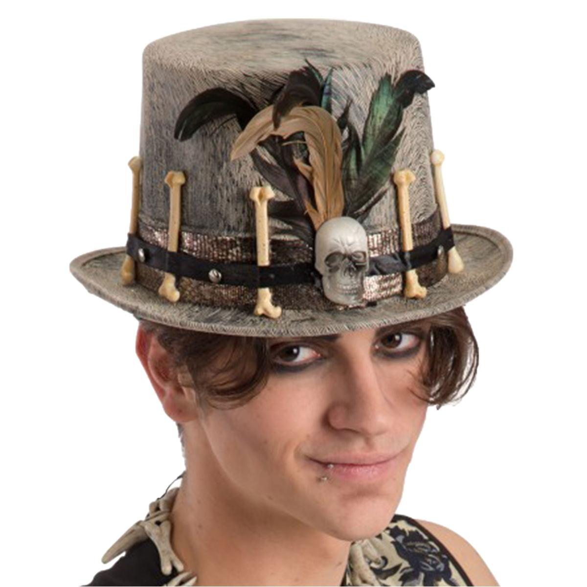 Cappello cilindro vellutino chiaro ossa scheletro