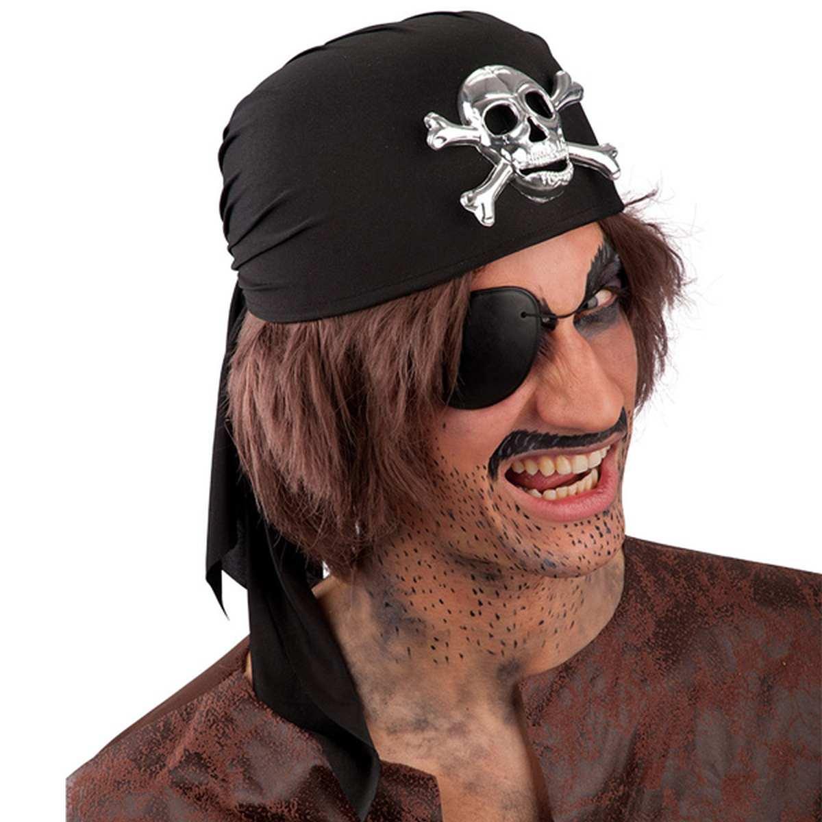 Bandana pirata tessuto teschio argentato