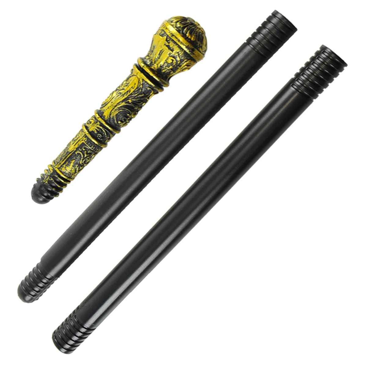 Bastone pvc nero pomello oro