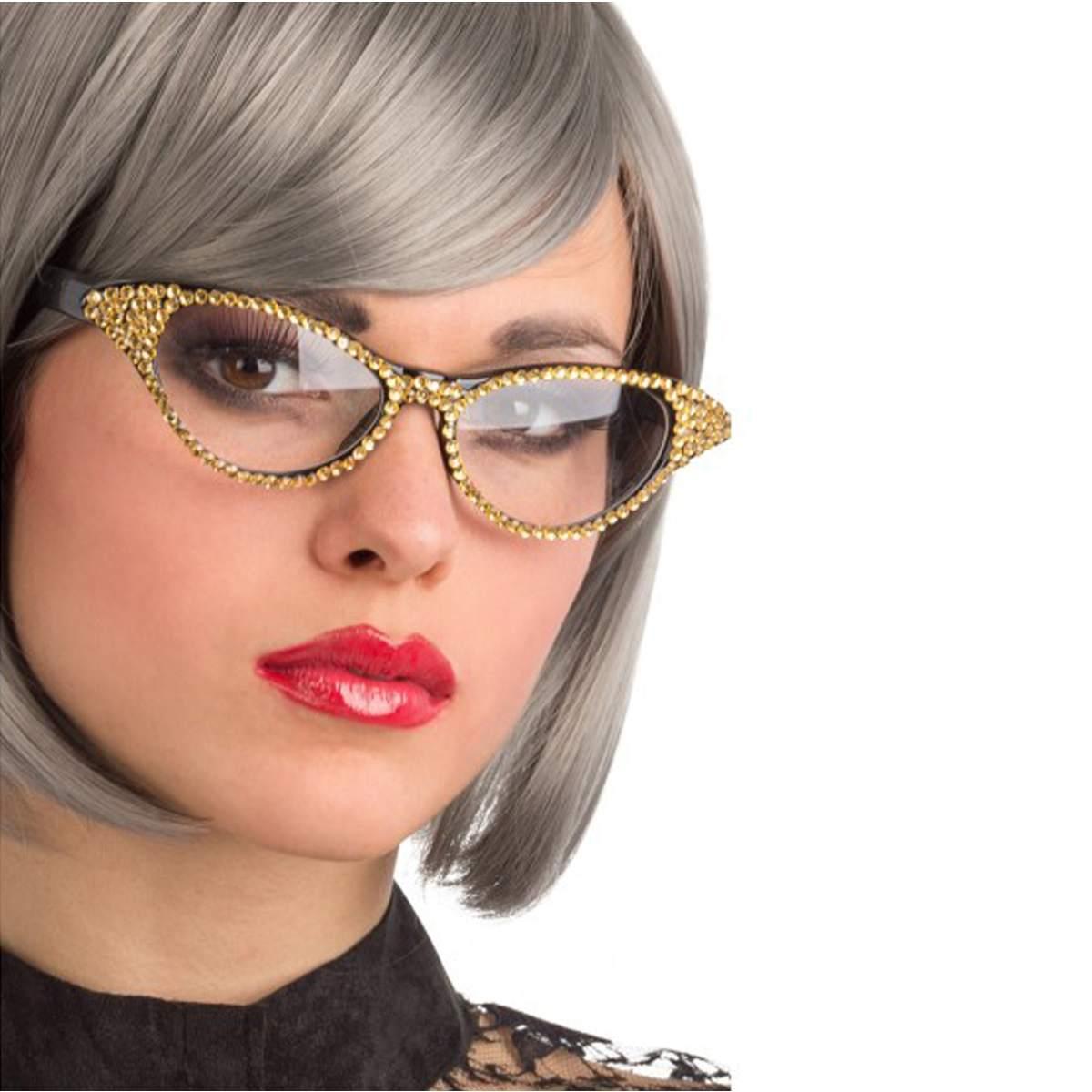 Occhiali anni 50 brillantini oro