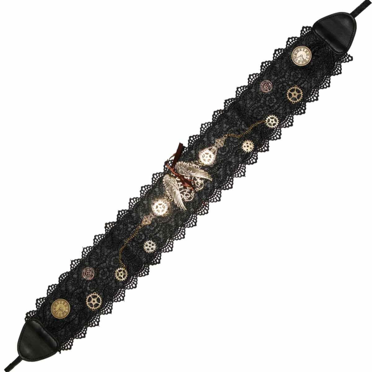 Cintura steampunk nera pizzo decorazioni