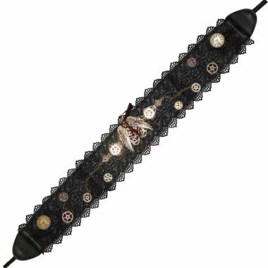 Cintura steampunk nera pizzo decorazioni