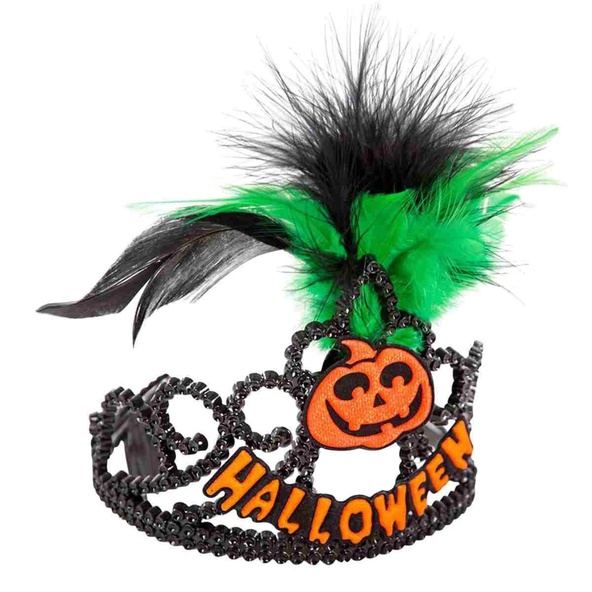 Corona halloween nera zucca piuma