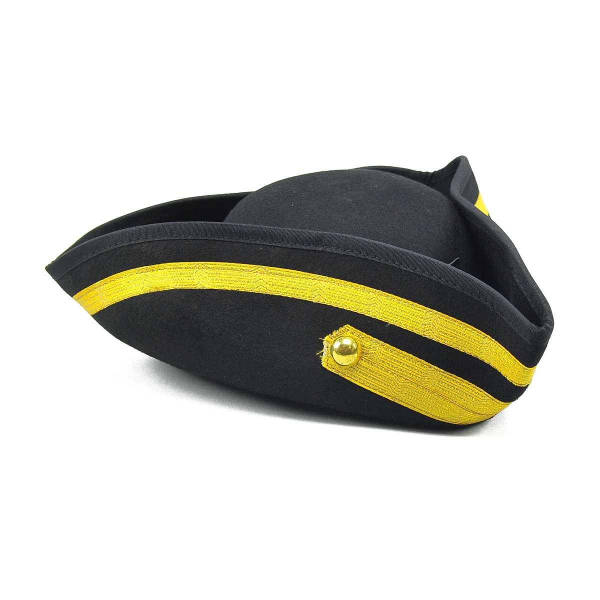 Cappello tricorno lusso nero rifiniture oro