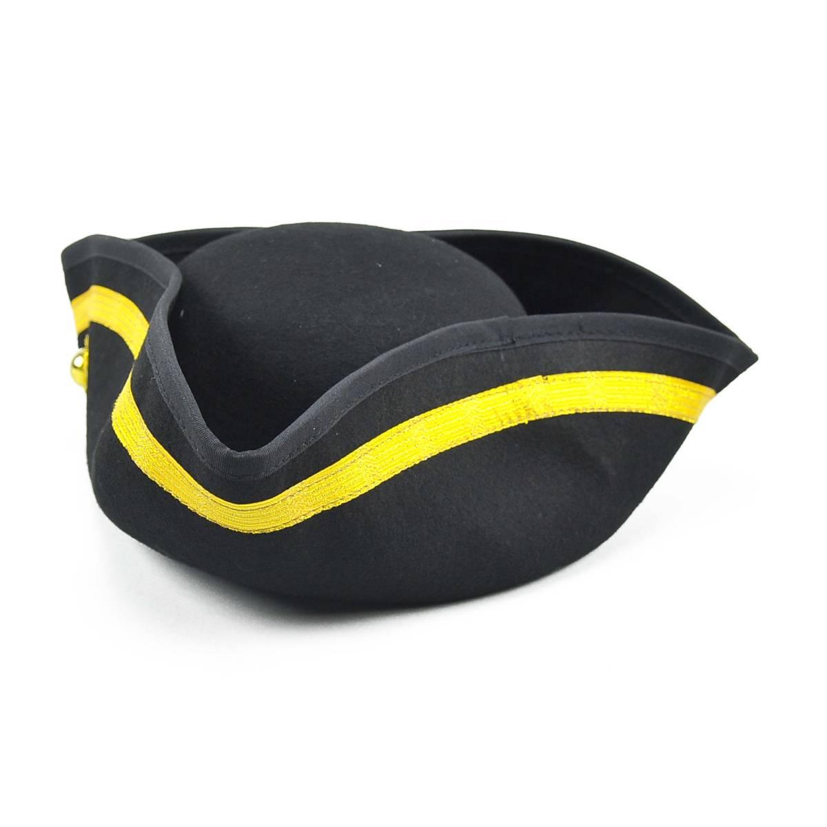 Cappello tricorno lusso nero rifiniture oro