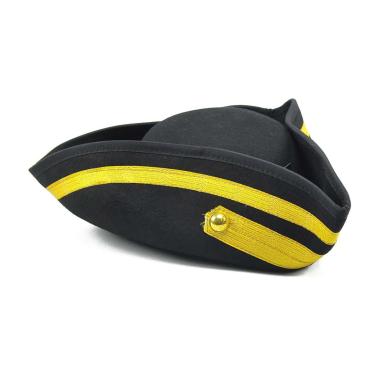 Cappello tricorno lusso nero rifiniture oro