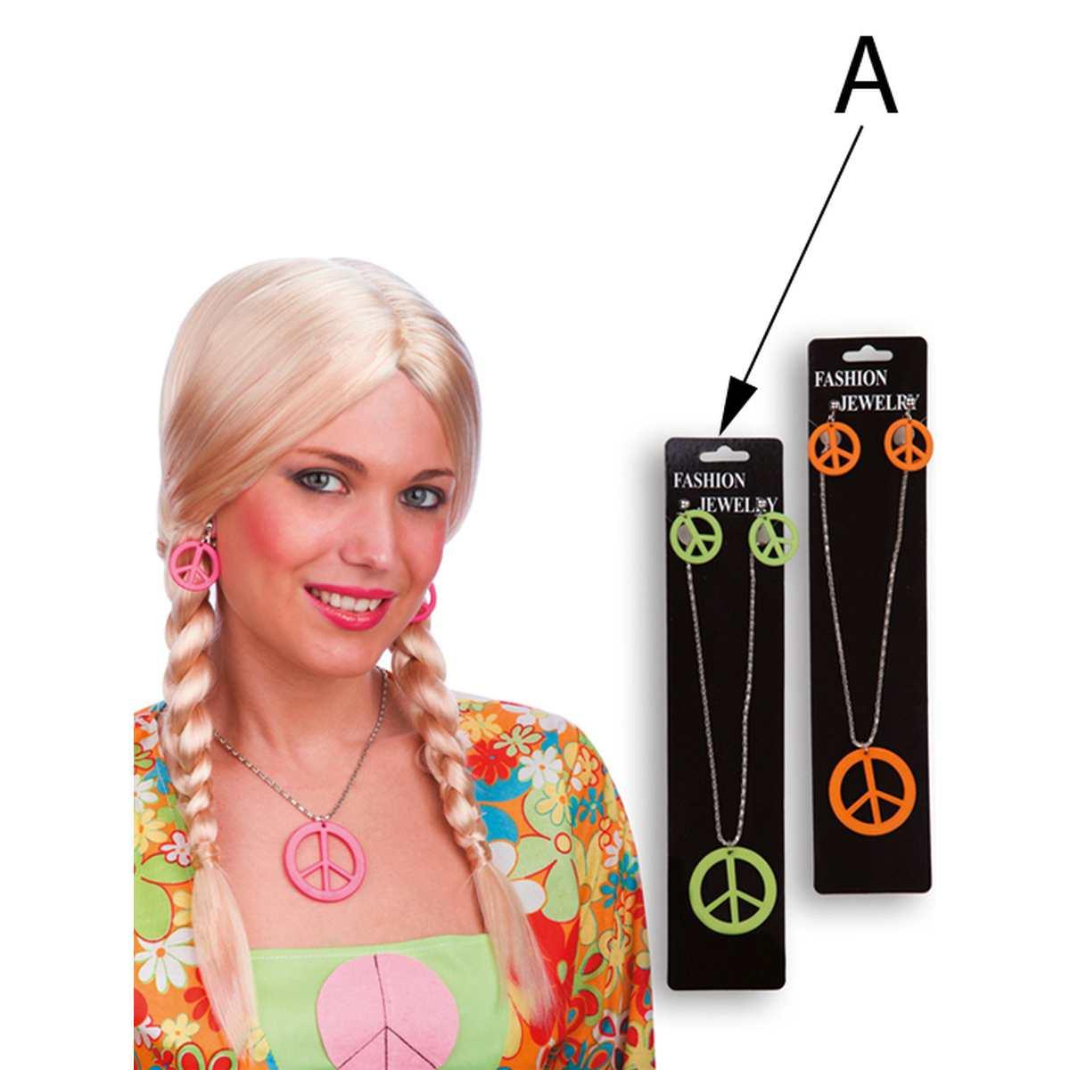 Collana orecchini peace and love
