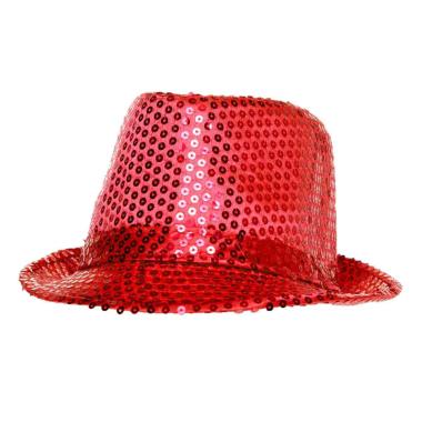 Cappello borsalino rosso paillettes