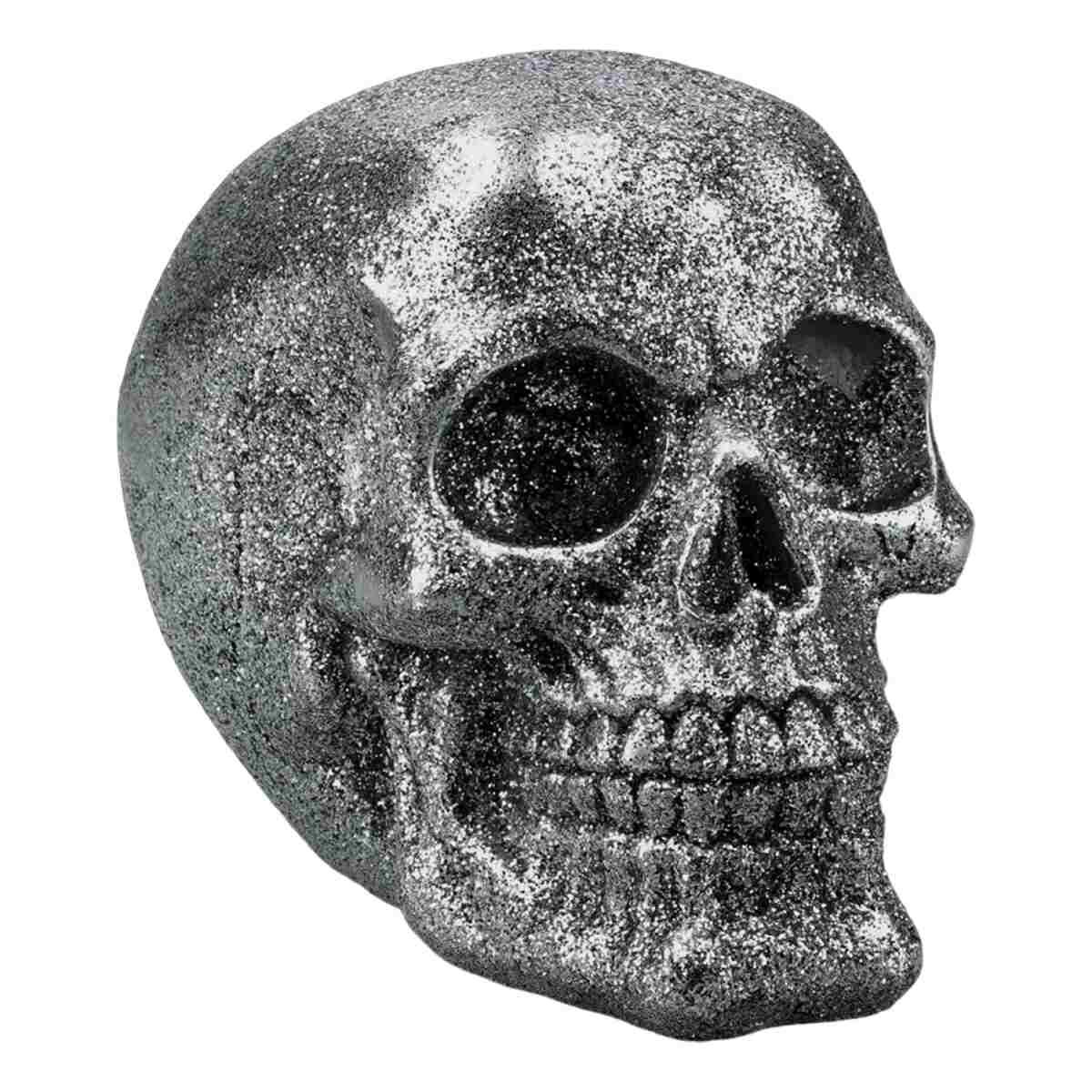 Teschio glitter argento