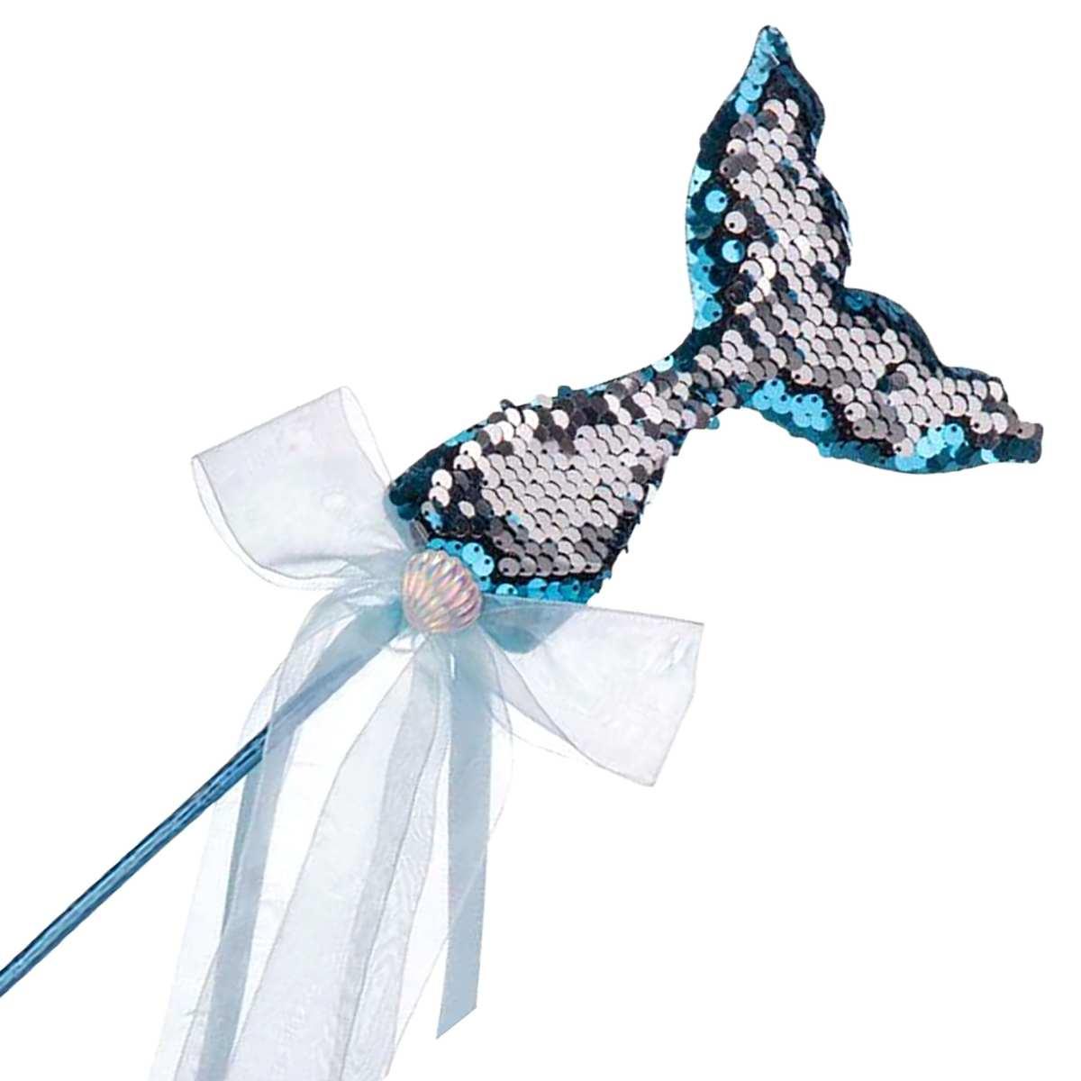 Bacchetta sirena paillettes azzurra