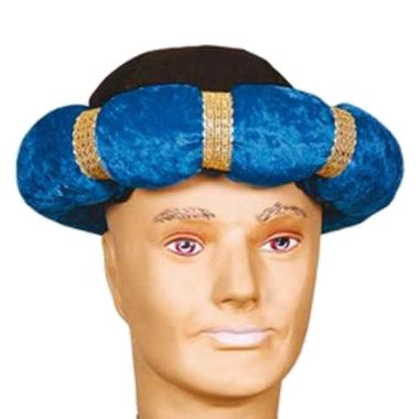 Cappello arabo turbante tessuto nero blu