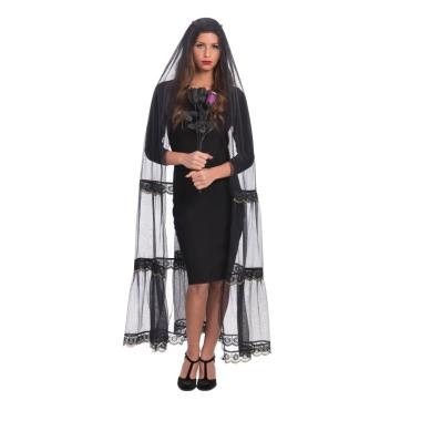 Mantello velo halloween nero