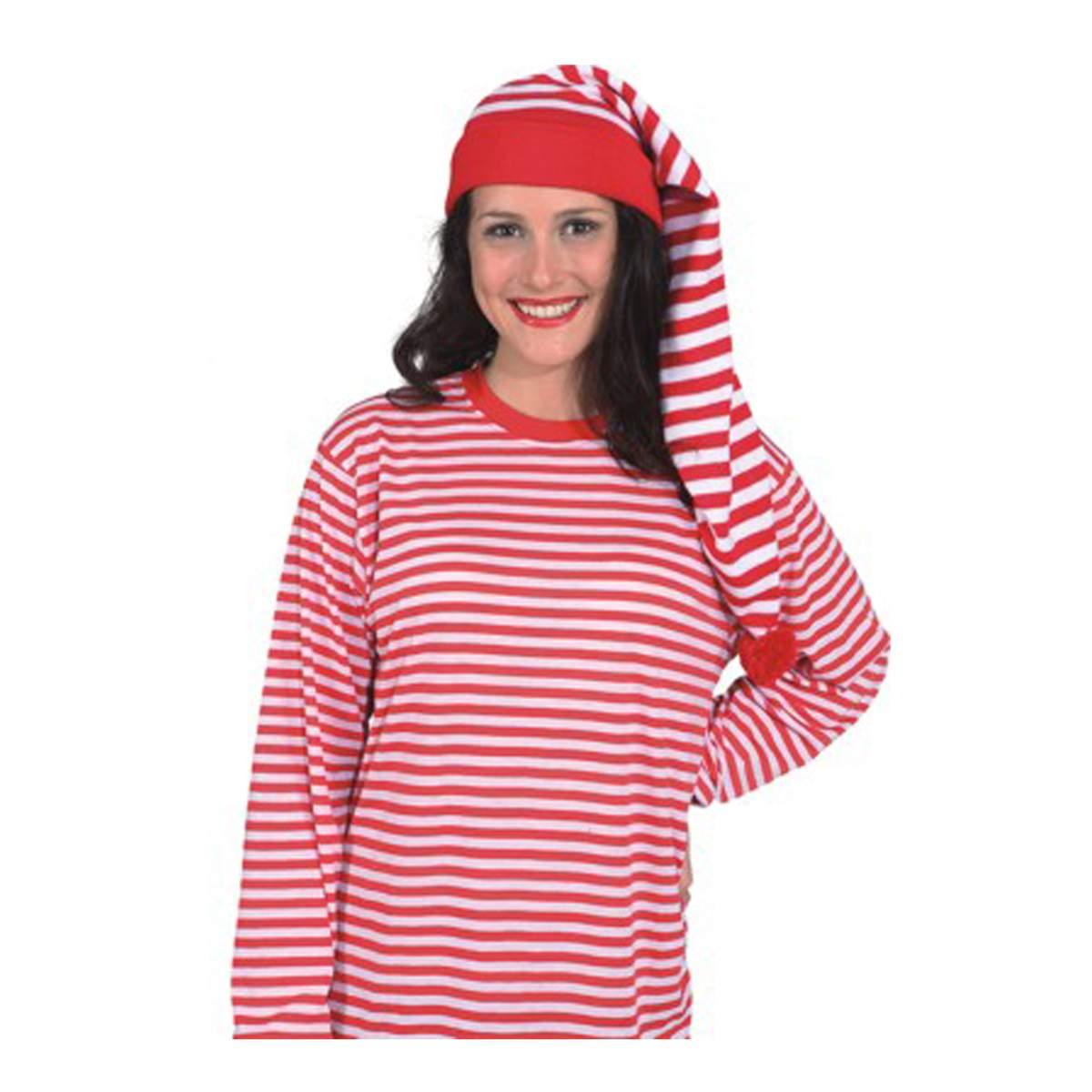 Cappello notte punta righe rosse bianche